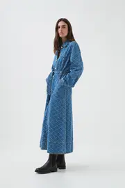 Check Denim Midi Dress