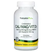 NaturesPlus, Chewable Cal/Mag/Vit D3, Chocolate, 60 Chewable Tablets