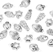 75Pcs Glass Christmas Ornaments Silver Christmas Tree