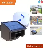 Wireless Solar Driveway Alarm - 1/4 Mile Range with Weatherproof Motion Sensor