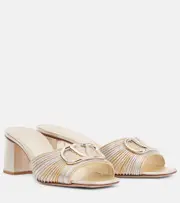 [Valentino Garavani] Valentino Garavani VLogo metallic leather mules AU 7 silver