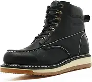[SAFETY LOONG] Moc Toe Boots for Men Soft Toe Comfortable Full Grain Leather Non Slip Wedge Outsole Construction 6" Work Boots