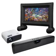 Laser Outdoor Cinema: Full HD Projector, 144" Screen & Soundbar. PJT-BYCBL-040