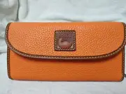 Dooney & Bourke Pebble Grain Continental Clutch Wallet Clementine Color