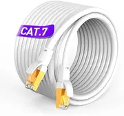Relper-Lineso RJ45 Cat 7 Ethernet Patch Cable Round, 10Gpbs High-Speed Cable 600MHz, Double-Shielded Ethernet Cord LAN Cable 30Ft White Network Cables for Laptop, Switch, Hubs(30Ft R-W)