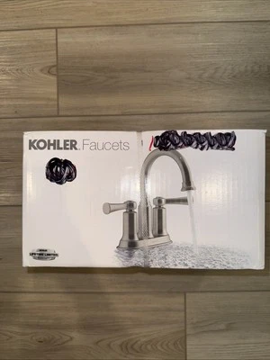 Kohler Aderlee Brushed Nickel 4"Centerset Swivel Bathroom Faucet Scratch Shield