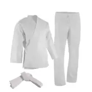 NEW Black/White Karate Uniform, Gi 7 oz Adult Kids w/White belt Tae Kwon Do