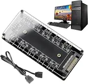 Computer Fan Hub, PC Case Hub, 10 in 1 Functionality RGB Lighting Efficient PC Case Controller, RGB Light Fan Hub Controller for a Fully Customized Game Experience, 1 Piece