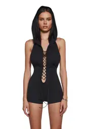 [Club Exx] Tie Me Down Playsuit - Black
