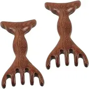 Healeved 2Pcs Wooden Scalp Massager with Comb Portable Relaxation Tool for Hair and Meridian Massage Natural Facial Acupoint Massager for Home and Travel Use