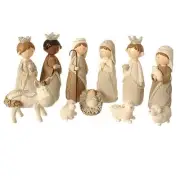 11-piece Faux Knit Style Holy Family Resin Christmas Nativity Manger Set, 8.5...