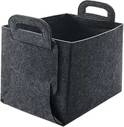 Large Grey Foldable Felt Storage Box with Handles Versatile Organizer for Clothing and Household Items for Home Nursery Dorm
