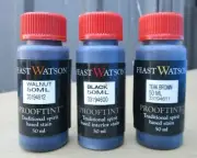 3x Feast Watson PROOFTINT Stains Walnut, Black & Teak Brown 150ml
