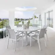 Houston Outdoor 1.5m Round Aluminium Table with 6 Patonga Dining Chairs - Outdoor Aluminium Dining Settings