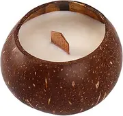 UPAUS Coconut Shell Candle, Natural Wood Wick, 10oz Coconut Scented Soy Candle, Natural Coconut Shell, Ideal for Home and Beach Décor, Aromatherapy Candle with Organic Coconut Shell