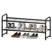 Shoes Rack Shelf for Closet Metal 2 Tier（32.3" x 12.0" x 16.2"） Black