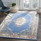 MADISON THICK WOOL BLUE FRENCH AUBUSSON CARVED DESIGN FLOOR RUG 120x180cm **NEW*