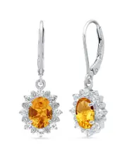 MaxColor Silver 1.40 ct. tw. Citrine Dangle Earrings