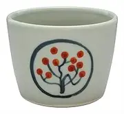 Aizu Hongo Ware Drunken Kiln Buckwheat Choko, Red Persimmon