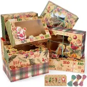 Zachely 24 Christmas Cookie Boxes, Bulk Large Christmas Kraft Paper Treat Box...