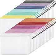 Mesh Zipper Pouch Set of 36 Waterproof PVC File Pockets Thickened Durable Zipper Bags Assorted Colors Perfect for Organizing Office Supplies Documents and Travel Essentials Safe and Eco-Friendly