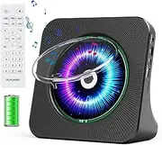 Gueray CD Player Portable Bluetooth Desktop 4000mAh Rechargeable CD Player for Home CD Player with Timer HiFi Speakers Dust Cover LCD Screen Display FM Radio Type-c 3.5mm AUX Jack Remote Control