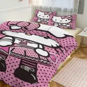v5623 Bed Sheets Bedding The Anime Hello Kitty Quilt Duvet Cover Set Comforter Cover 3 Pieces Bedding Printed Quilt Cover Set with Pillow Cases Easy