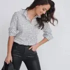 Untuckit Top Womens 12 Crispo Wardrobe Staple Long Sleeve Button Shirt Gingham