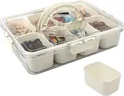 Linvic Snack Box, Divided Serving Tray Platter with Lid and Handle, Snackle Box with 8 Compartment, Charcuterie Container, Snack Platters, Snack Container Portable for Candy, Fruits,Picnics, Party