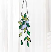 AITONGXIAO Hanging Plant Home Decor Stained Glass Window Hanging Art suncatcher House Fake Plant
