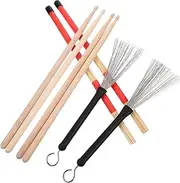 Kisangel 1 Set Drum Wire Brush Set Drum Sticks Brush for Drummers Portable Storage Pouch Included for Beginners Youth Bands and Professional Use