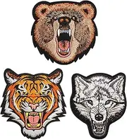 [DuBom] Tactical Patch of Tiger Bear Wolf, Embroidery Patch Military Morale Patches Animal Emblem Badge, Hook and Loop Fasterner Backing Patches