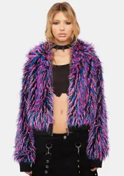 [Current Mood] Neon Vibes Faux Fur Jacket