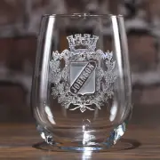 Personalized Family Crest Stemless Wine Glass, Set of 2