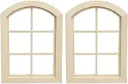 2Pcs Dollhouse Windows, Wooden 1/12 Scale Dollhouse Furniture DIY Miniatures Scene Unpainted Fiary Window Frame Model for Accessories Door 1/12 Scale Accessories