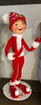 Annalee Doll 14” Christmas Swirl Elf Red #511019 Poseable Felt New Mobilitee