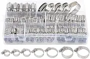 60-Piece All-inclusive Hose Clamp Combo Kit, Adjustable 1/4" - 1-1/2" (6-38mm) Durable Stainless Steel Worm Gear Clamps For Secure Pipe And hose Connections 304 Stainless Steel PEX Clamp Rings