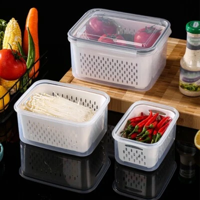 Basket Vegetable Fruit Refrigerator Storage Box Set Fridge Fresh Container Box