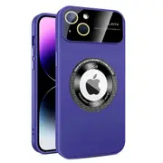 Back Logo Magnify PC+TPU Cover for iPhone 15 Anti-Drop Phone Case with Glass Lens Film Compatible