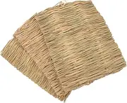 FONDOTIN 3pcs Small Animal Grass Mat Natural Woven Bunny Bedding for Guinea Pig Hamster Chinchilla Rat Lightweight Portable and Easy to Install Chewing Nesting