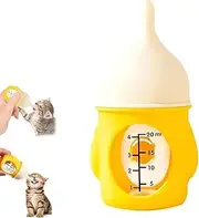 Leak-Proof Squeezable Kitten Bottle, 2025 New Kitten Bottles, for Nursing Pet Feeding Bottle Silicone Dogs Bottles Feedings Kit for Newborn Kittens Puppies Small Animals (Yellow,20ML)