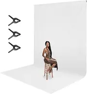 LimoStudio 9 x 15 feet / 108 x 180 inch Pure White Photo Backdrop Screen Background, High 150GSM Density Thicker Than Standard for Professional Photo Video Studio with 3 Spring Clamps, AGG3252