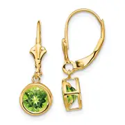 14k Yellow Gold 6mm Peridot Leverback Earrings