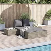 VRAXO Double Sun Lounger with Cushions Grey Poly Rattan -27.6KG,368391