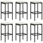 6 Pcs Bar Stools With Cushions Built-In Footrest Dining Counter Stool Furniture