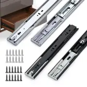 1 Pair Soft-Close 10"-20" Full Extension Drawer Slides Ball Bearing Black Silver