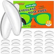 12-Pack Eyeglass Nose Pads for Glasses - 1.3mm Ultra Thin Silicone Anti-Slip Stick-On Grips, Replacement Anti Slip Nosepads for Plastic Frames Eyeglass Glasses Sunglasses