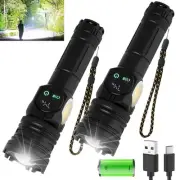 2 Pack Rechargeable Flashlight, 3000 High Lumen Super Bright LED Tactical Fla...