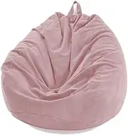 Morbuy Bean Bag Cover Monochrome Sofa Cover Lazy Lounger Bean Bag No Filler Detachable Washable Puff Sofa Lounge Recliner for Children's Room, Study (L,Pink)