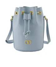 Valentino VLogo Plaque Drawstring Bucket Bag One size blue